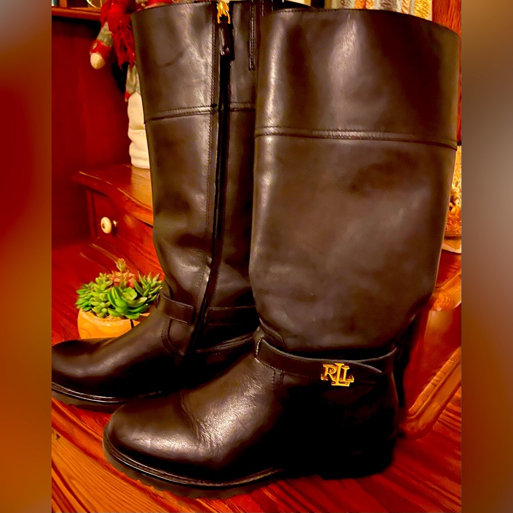Almost new, black, Ralph Lauren boots.  Size 11, 100% leather.